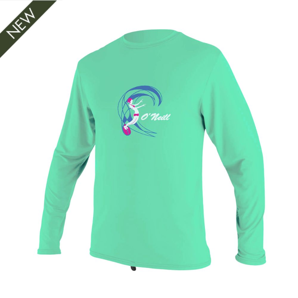 O'Neill O'Zone Toddler Girls L/S UV 50+ Rash Vest - Light Aqua