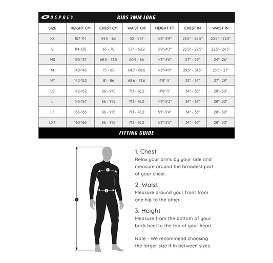 Osprey Origin Kids Long Wetsuit - Save 50% 11-12 yrs only