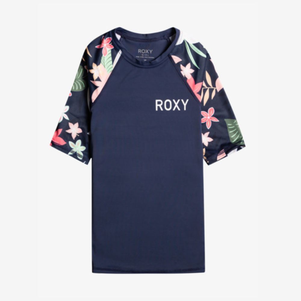 Roxy Printed SS Girls Rash Vest - Mood Indigo/Alma Swim