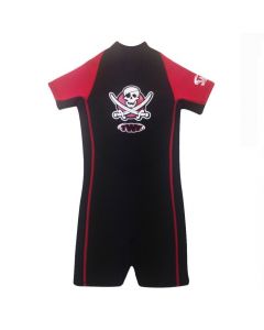 Boys Pirate Shortie 2mm Wetsuit, Red/Black