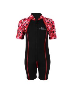 Girls Wetsuit with Lycra Arm - Black & Red